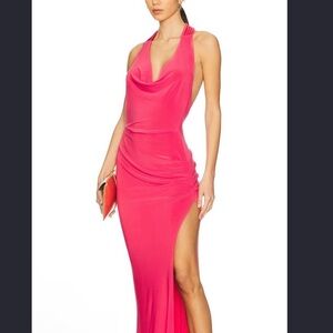 Elegant Pink Halter Maxi Dress